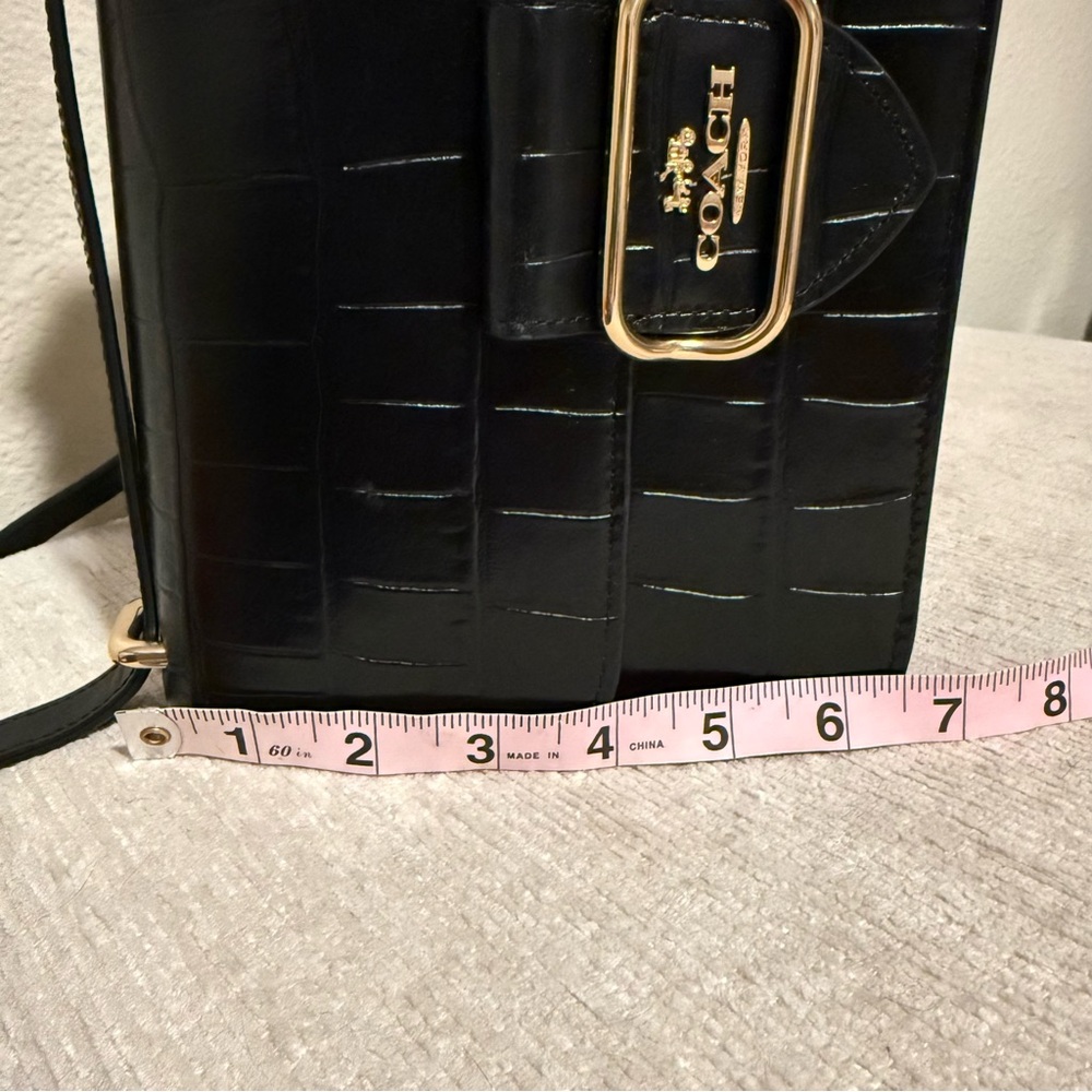 Coach Black Croc-Embossed Crossbody Bag - Picture 13 of 14
